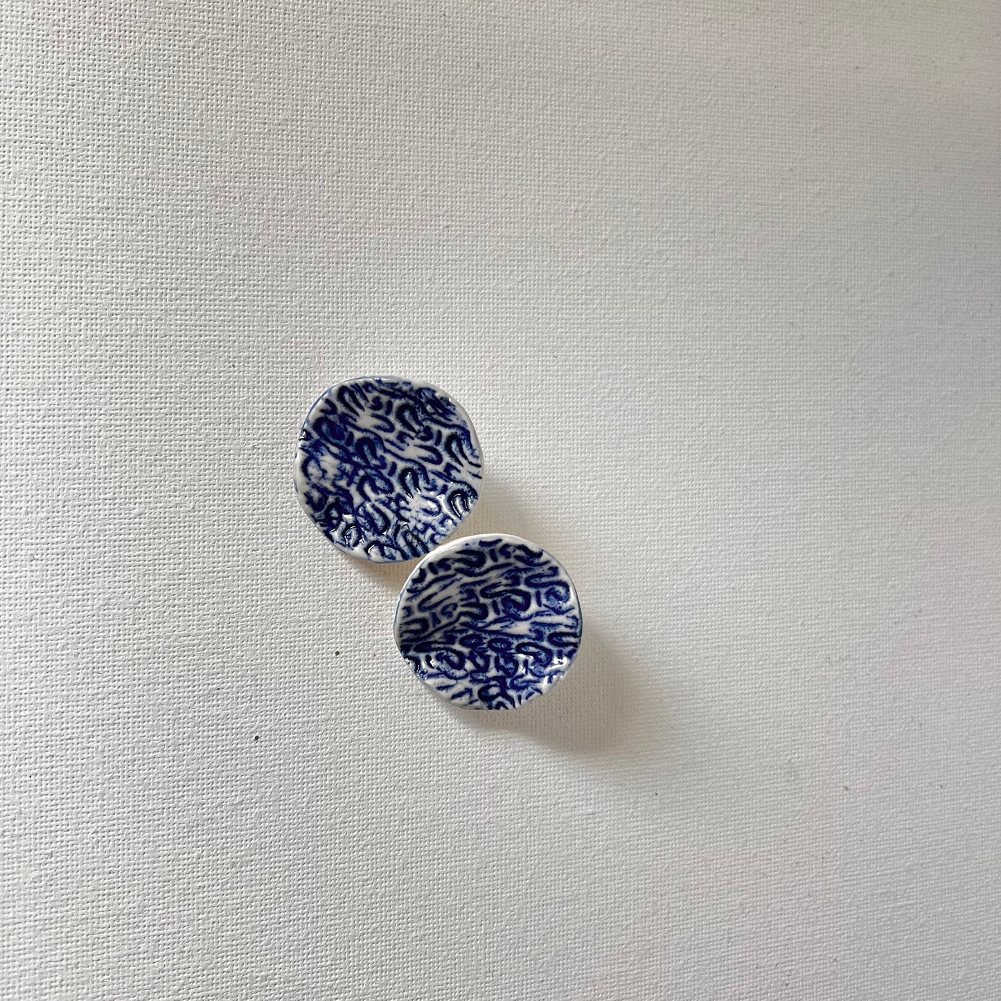 Large Porcelain Handpainted Stud Earrings | Ceramic Earrings | Handmade earrings