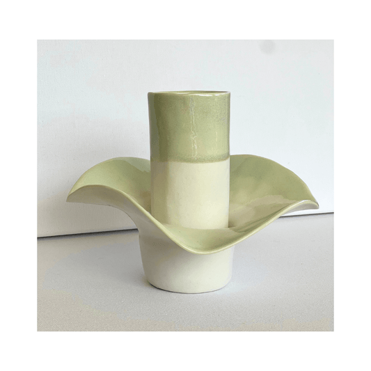 Flower Vase and Tealight Candle Soft Green Hue