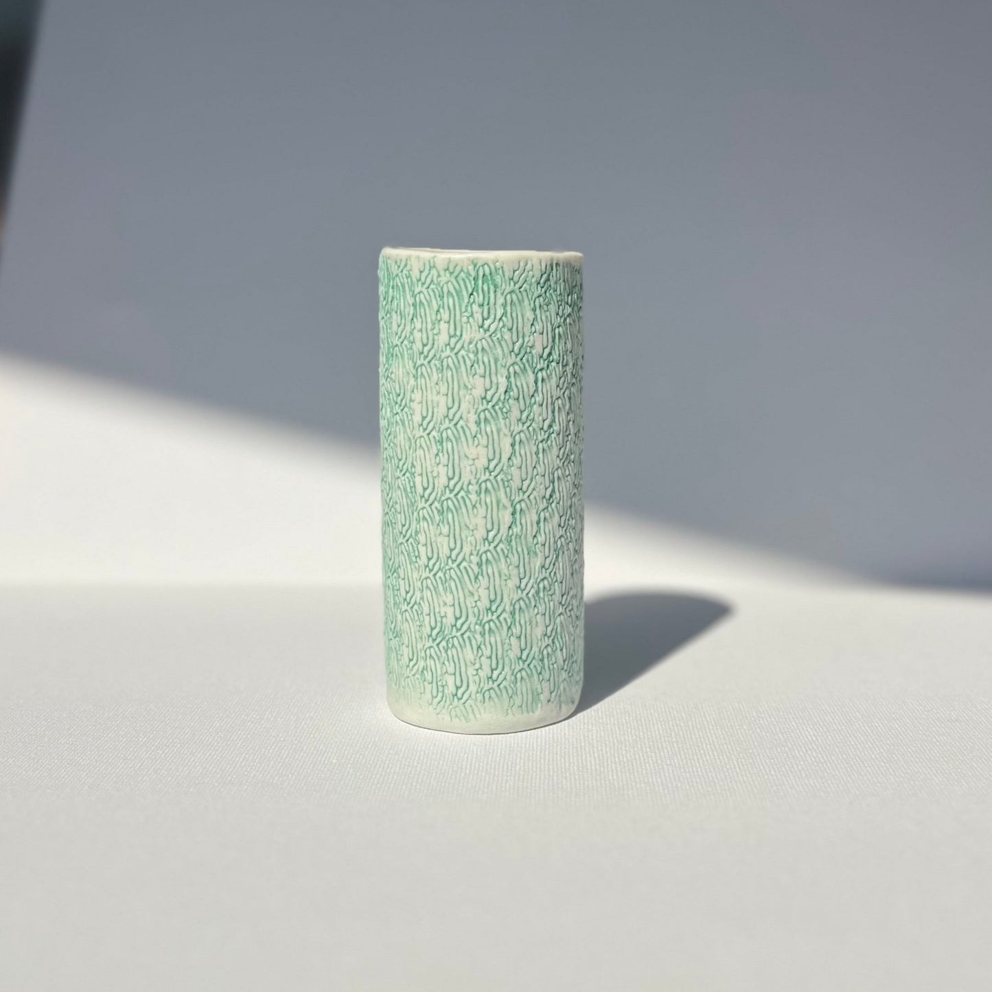 Green porcelain coral textured vase