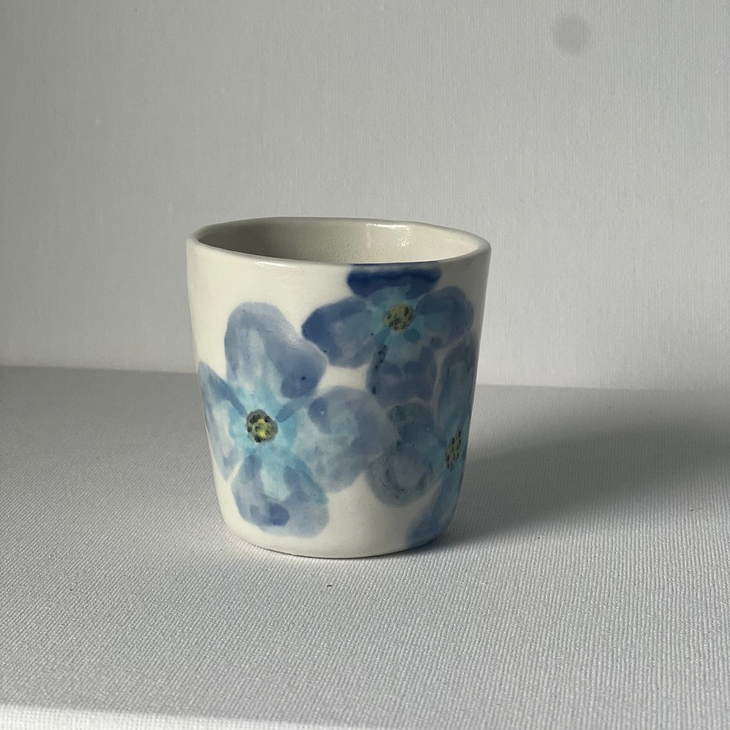 Handpainted Porcelain Flower Coffee Cups  - blues