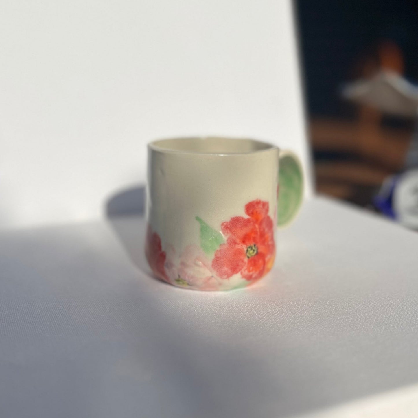 Handpainted Porcelain Flower Coffee Mug