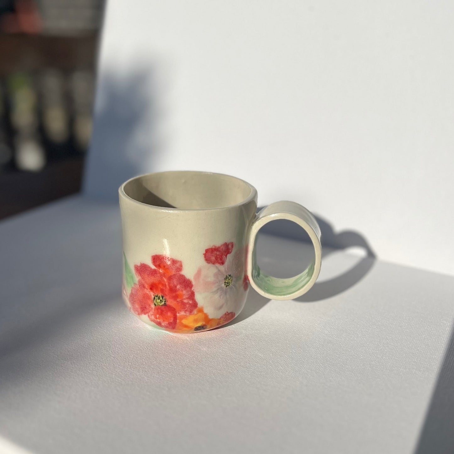 Handpainted Porcelain Flower Coffee Mug