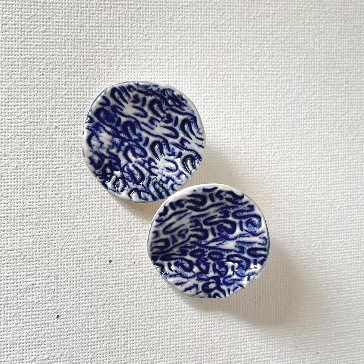 Large Porcelain Handpainted Stud Earrings | Ceramic Earrings | Handmade earrings