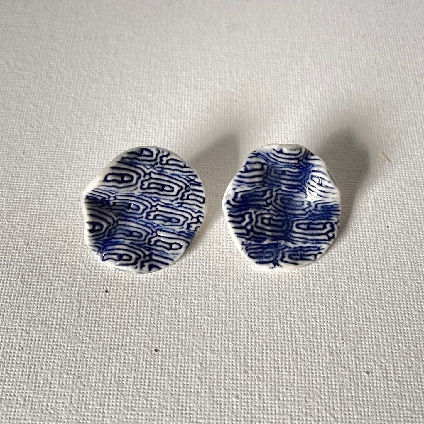 Large Porcelain Handpainted Stud Earrings | Ceramic Earrings | Handmade earrings