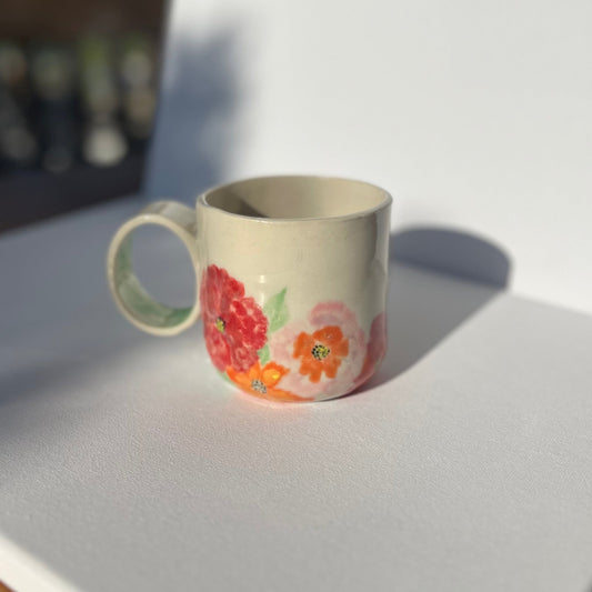 Handpainted Porcelain Flower Coffee Mug