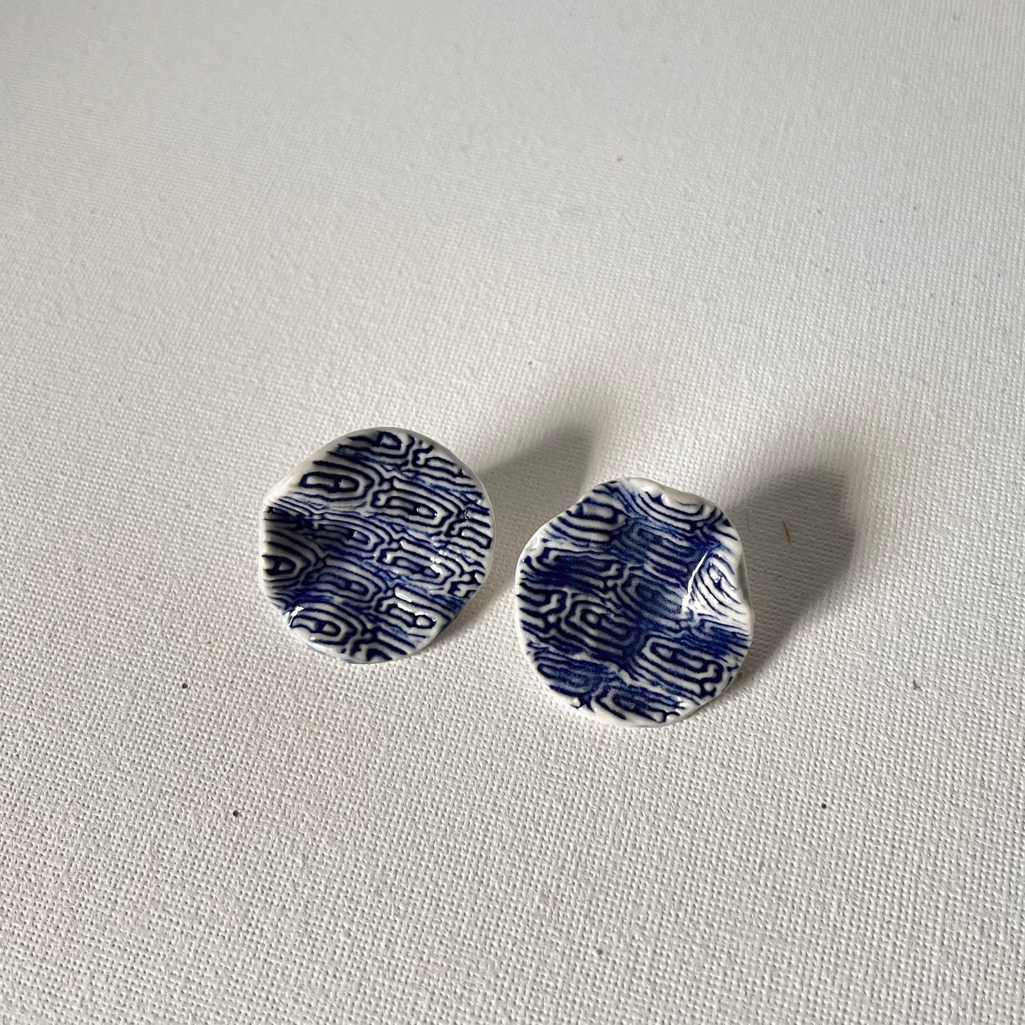 Large Porcelain Handpainted Stud Earrings | Ceramic Earrings | Handmade earrings