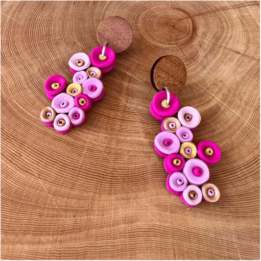 Handcrafted Pink Coral Polymerclay Earrings